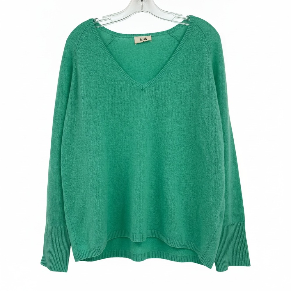 Hush Green V-Neck Cashmere Sweater | Womens M